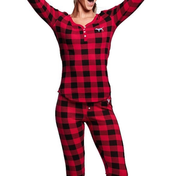 buffalo plaid thermal pajamas